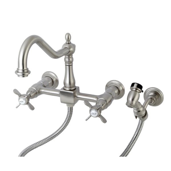 KS1248BEXBS 8" Centerset Wall Mount Kitchen Faucet with Brass Sprayer